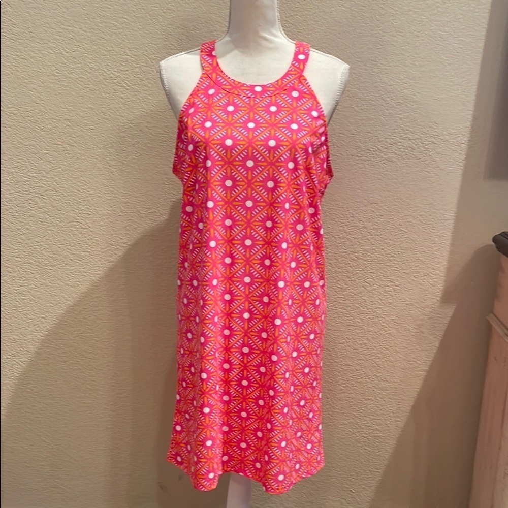 Pink Sleeveless Halter Sundress for Casual Resort Wear